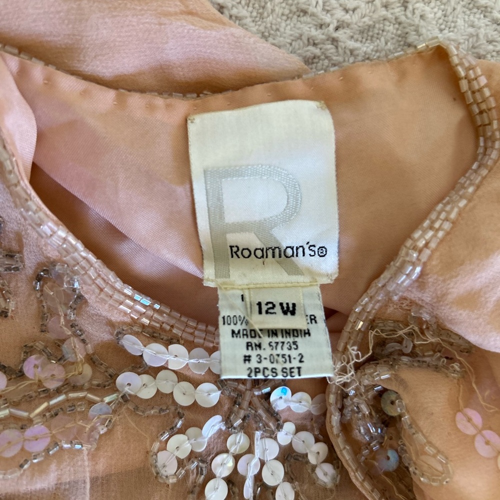 Roaman's Elegant Peach Dress with Embellishments - Picture 7 of 7